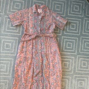 Victoria Dunn Peach and Green Patterned Maxi Dress